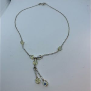Silver liquid chain with crystal beads hanging